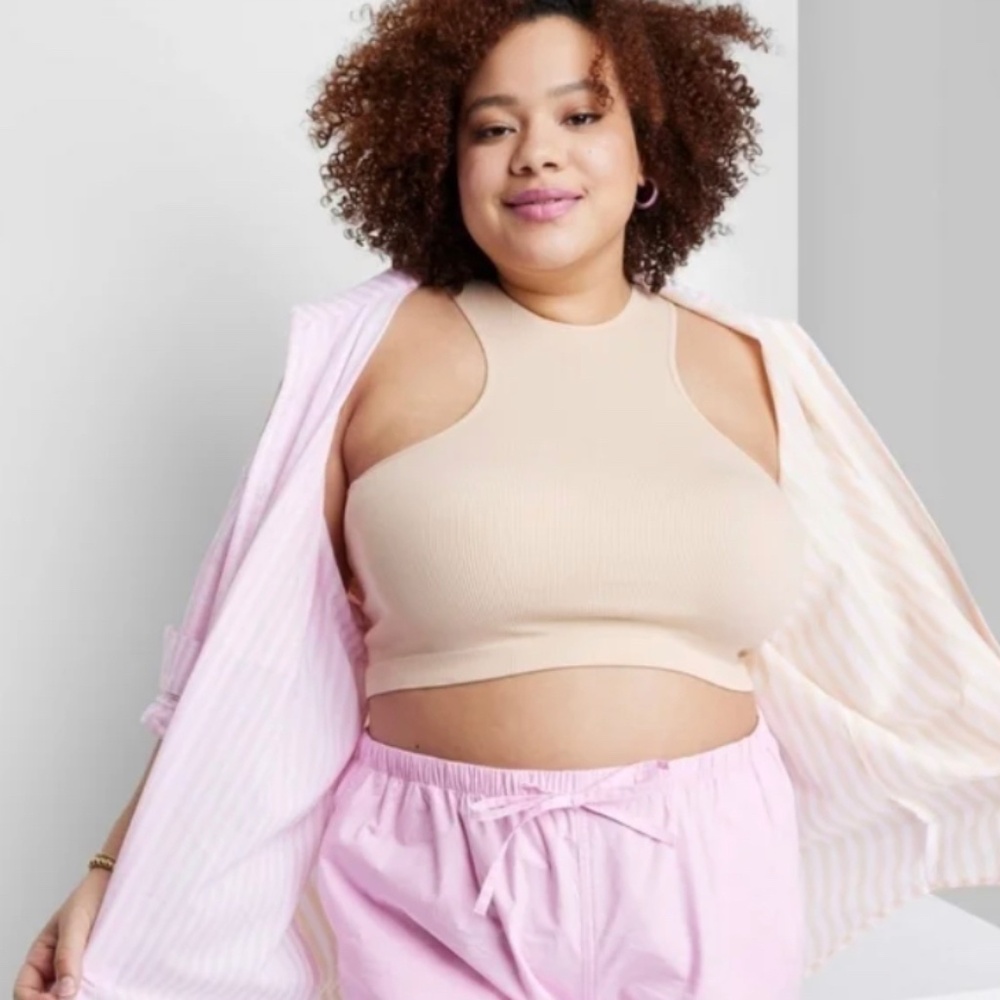 Ribbed Racer Cute Women Crop Top by Wild Fable.